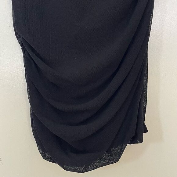 Petit Pois Viviana G Double Layer Mesh Crew Top Ruched Black Long Sleeve Small - Picture 6 of 9